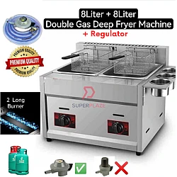 GF72 2 x 8 Liters Stove plus Regulator Dual Commercial Gas Deep Fryer Western Fast Food Cooking Stove