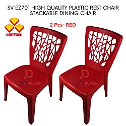 Red Color 2 Pcs 3V EZ High Quality Stackable Dining Plastic Chair Rest Chair Heavy Duty