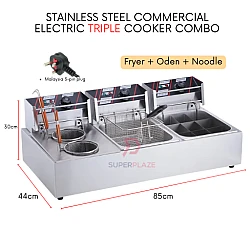 Fryer Oden Noodle 3 x 8L Triple Electric Deep Fryer Oden Kanto Noodle Cooker Machine Multifunctional Combo