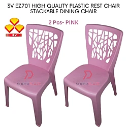 Pink Color 2 Pcs 3V EZ High Quality Stackable Dining Plastic Chair Rest Chair Heavy Duty