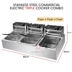 Fryer 3 x 8L Triple Electric Deep Fryer Oden Kanto Noodle Cooker Machine Multifunctional Combo