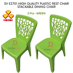 Green Color 2 Pcs 3V EZ High Quality Stackable Dining Plastic Chair Rest Chair Heavy Duty