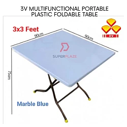 Marble Blue 3V 3x3 Feet Multifunctional Portable Plastic Foldable Table Meja Lipat Plastik Serbaguna