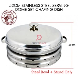 52cm Steel Bowl plus Stand Only Ceramic Stainless Steel Serving Chafing Dish Ceramic Insert Party Dome Set