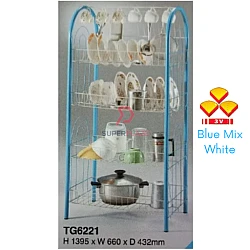 Blue Mix White 3V Tango Multipurpose Dish Kitchen Storage Bakery Rack