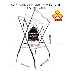 3V 6 Bars Chrome Paxo Cloth Drying Rack Outdoor Laundry Hanger Blanket Towel Dryer