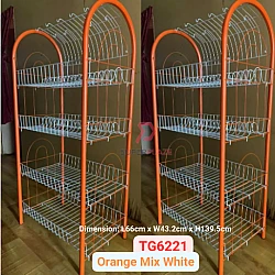 Orange Mix White 3V Tango Multipurpose Dish Kitchen Storage Bakery Rack