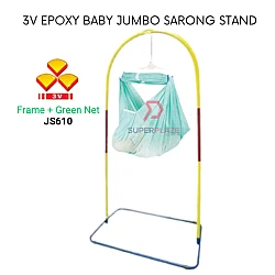 Frame Plus Green Net No Wheels 3V Epoxy Baby Jumbo Sarong Cradle Rack Infant Cradle Stand Baby Hanger