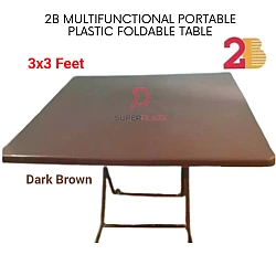 Dark Brown 2B 3x3 Feet Multifunctional Portable Plastic Foldable Table Meja Lipat Plastik Serbaguna