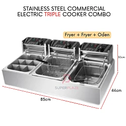Fryer Oden 3 x 8L Triple Electric Deep Fryer Oden Kanto Noodle Cooker Machine Multifunctional Combo