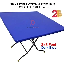 Dark Blue 2B 3x3 Feet Multifunctional Portable Plastic Foldable Table Meja Lipat Plastik Serbaguna
