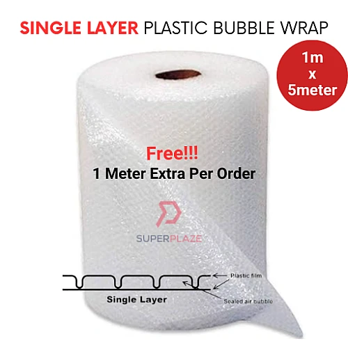 1m x 5meter Single Layer Customized Length Plastic Bubble Wrap 1 Meter Width