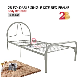 Full Silver Berly BY9001F 2B Foldable Single Size Bed Frame Netting Base Divan Strong Bed