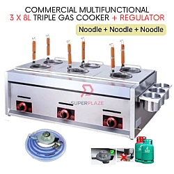 Noodle 3 x 8L With Regulator Triple Gas Commercial Multifunctional Ventilation Deep Oden Cooker