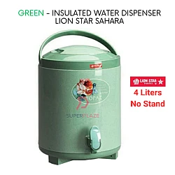 Green 4 Liters No Stand Lion Star Sahara Drink Jar Beverage Dispenser Hot Cold Water Storage Insulated Container