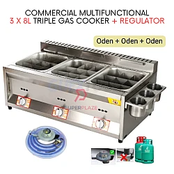 Oden 3 x 8L With Regulator Triple Gas Commercial Multifunctional Ventilation Deep Oden Cooker