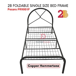 Copper Hammertone Pesaro PR9001F 2B Foldable Single Size Bed Frame Netting Base Divan Strong Bed