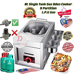 GO-71 8 Liters Stainless Steel Commercial Gas Oden Cooker Steamboat Lok Lok Cooker Stove Dapur Yong Tau Fu Serbaguna
