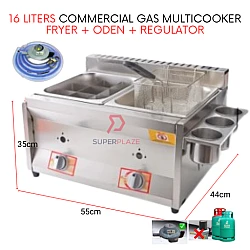 Fryer Oden 2 x 8L With Regulator Set Double Gas Multi Functional Cooker Gas Ventilation Deep Noodle Cooker