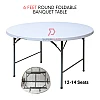 6 Feet Round Foldable Banquet Table Portable Round Multifunctional Dining Table