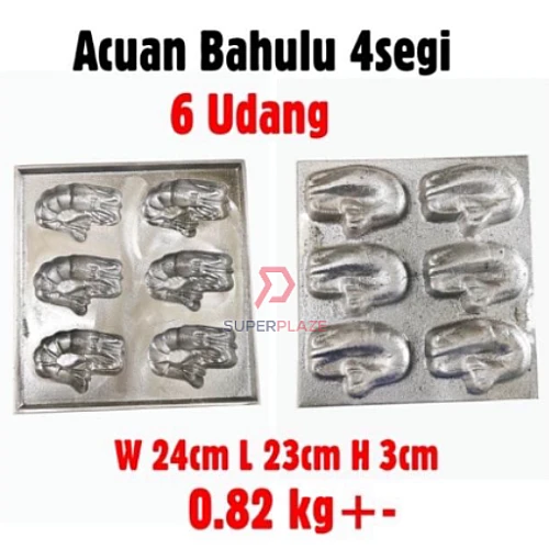 6 Udang SS Aluminium Bahulu Mould Baker Traditional Cake Mold