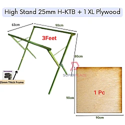 H-KTB plus 1Pc XL Plywood 3Ft High Stand Only 25mm 1 Inch Night Market Foldable Table Rack Market Folding Table Stand