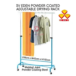 Blue White 3V Eden Powder Coated Drying Rack Adjustable Clothes Hanger Multipurpose Hanging Rack