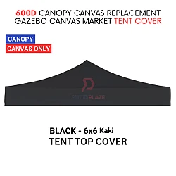 Black 6x6 Feet 600D Colorful Canopy Canvas Replacement Gazebo Canvas Market Tent Cover Only