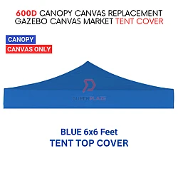 Blue 6x6 Feet 600D Colorful Canopy Canvas Replacement Gazebo Canvas Market Tent Cover Only