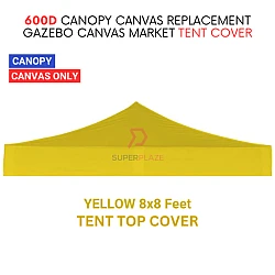 Yellow 8x8 Feet 600D Colorful Canopy Canvas Replacement Gazebo Canvas Market Tent Cover Only