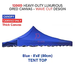 Blue Color 8x8 80cm 1200D Thick Luxurious Gred Canvas Canopy Tent Top Only Canvas Replacement