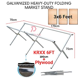 KRXX 6 Feet Set Galvanized Steel Heavy Duty Night Market Folding Stand Table
