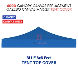 Blue 8x8 Feet 600D Colorful Canopy Canvas Replacement Gazebo Canvas Market Tent Cover Only