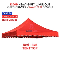 Red Color 8x8 Feet Roof 80cm 1200D Thick Luxurious Gred Canvas Canopy Tent Top Only Canvas Replacement