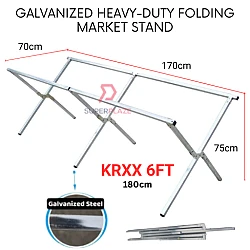 KRXX 6 Feet Galvanized Steel Heavy Duty Night Market Folding Stand Table Kaki Pasar Malam Bazaar Kaki Lipat Serbaguna