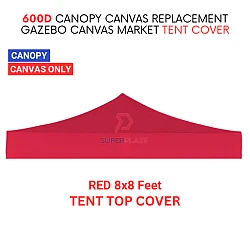 Red 8x8 Feet 600D Colorful Canopy Canvas Replacement Gazebo Canvas Market Tent Cover Only