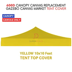 Yellow 10x10 Feet 600D Colorful Canopy Canvas Replacement Gazebo Canvas Market Tent Cover Only
