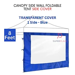 Blue 8 Feet Transparent Cover Canopy Side Wall Foldable Tent Side Wall Cover Rain