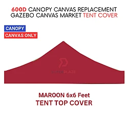 Maroon 6x6 Feet 600D Colorful Canopy Canvas Replacement Gazebo Canvas Market Tent Cover Only
