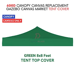 Green 8x8 Feet 600D Colorful Canopy Canvas Replacement Gazebo Canvas Market Tent Cover Only