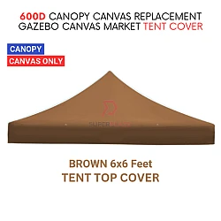 Brown 6x6 Feet 600D Colorful Canopy Canvas Replacement Gazebo Canvas Market Tent Cover Only