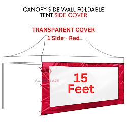 Red 15 Feet Transparent Cover Canopy Side Wall Foldable Tent Side Wall Cover Rain