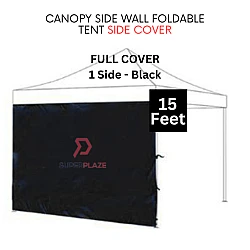 Black 15 Feet Full Cover Canopy Side Wall Foldable Tent Side Wall Cover Rain