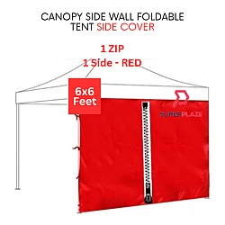 Red 6 Feet 1 Zip Cover Canopy Side Wall Foldable Tent Side Wall Cover Rain