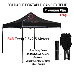 Black 8x8 Feet Premium Plus Quality Foldable Canopy Tent Gazebo Folding Portable Tent