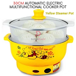 Yellow Steamer Pot 30cm Multifunctional Cooking Pot Multipurpose Steamboat Shabu Portable Kitchen Pot
