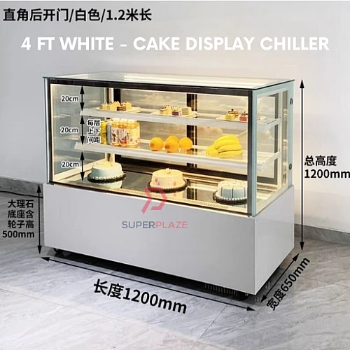 4 Feet White Cake Display Chiller Cake Showcase Peti Sejuk Cake