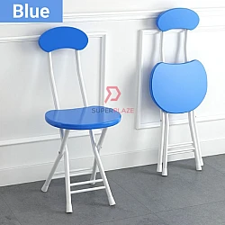 Blue Color Folding Chair Kerusi Solat Camping Chair Stool Study Backrest Chair