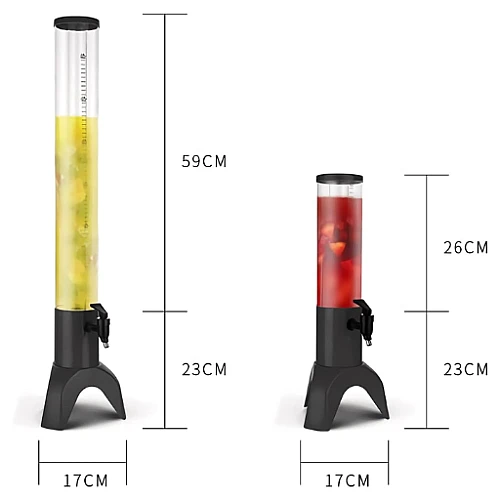Black 3L No Ice Tube Polycarbonate Juice Tower Beer Cocktail Cold Drink ABS Beverage Dispenser