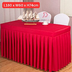L180xW60xH74cm Red Color Table Skirting Cloth Table Cover Alas Meja